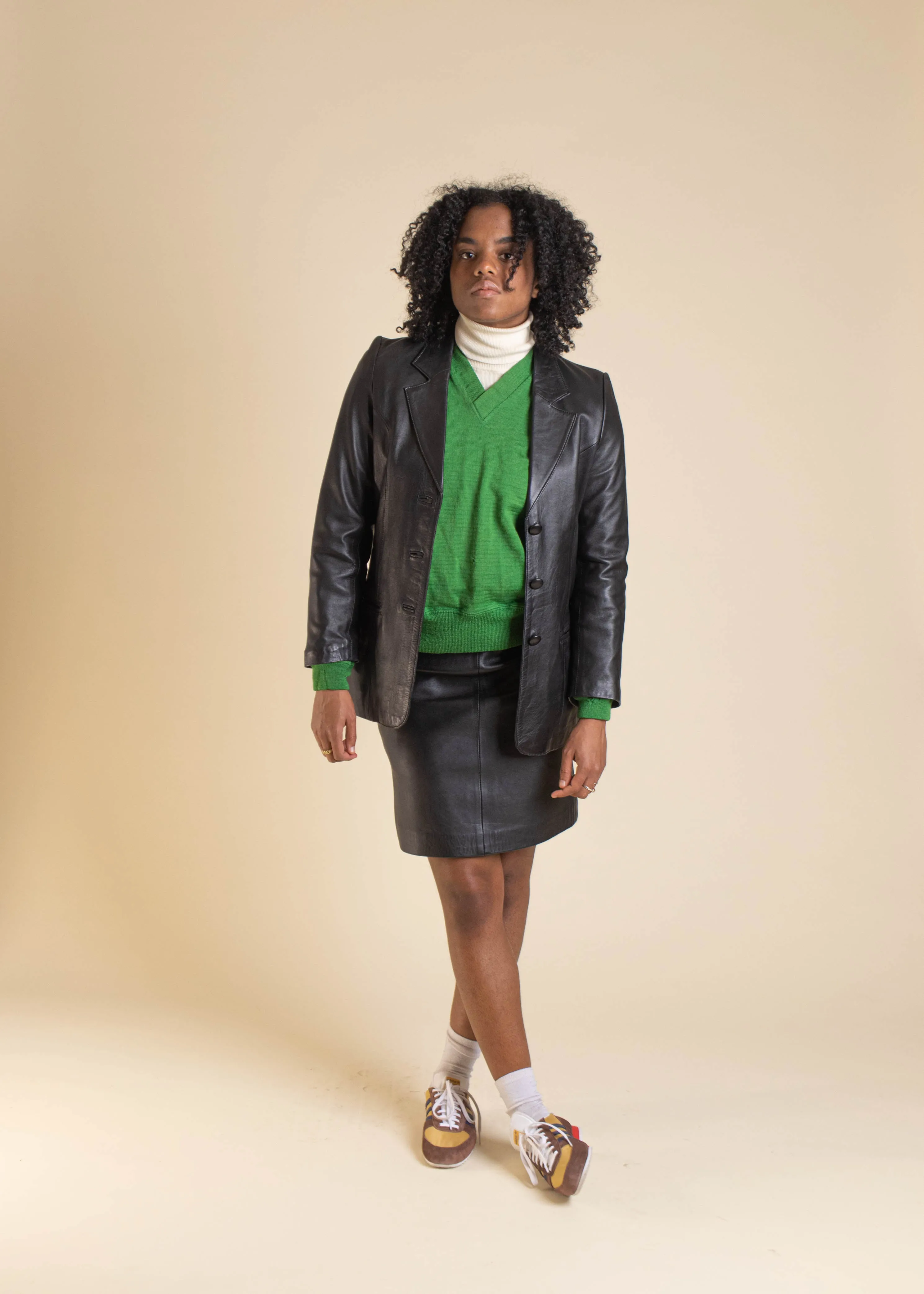 1990s Leather Midi Skirt Size Women's 25 Men's 28