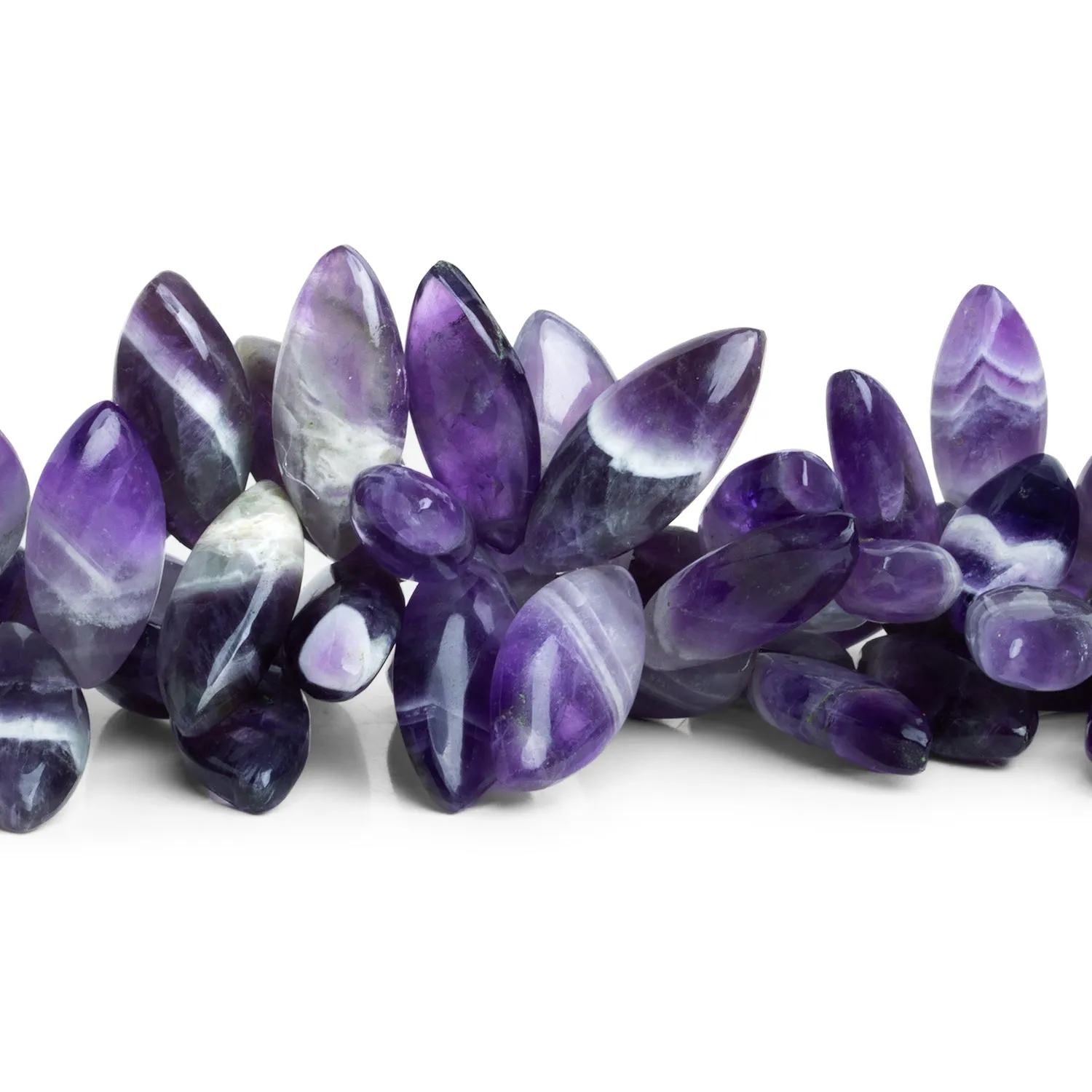 19x8mm Cape Amethyst Plain Marquises 8 inch 39 beads
