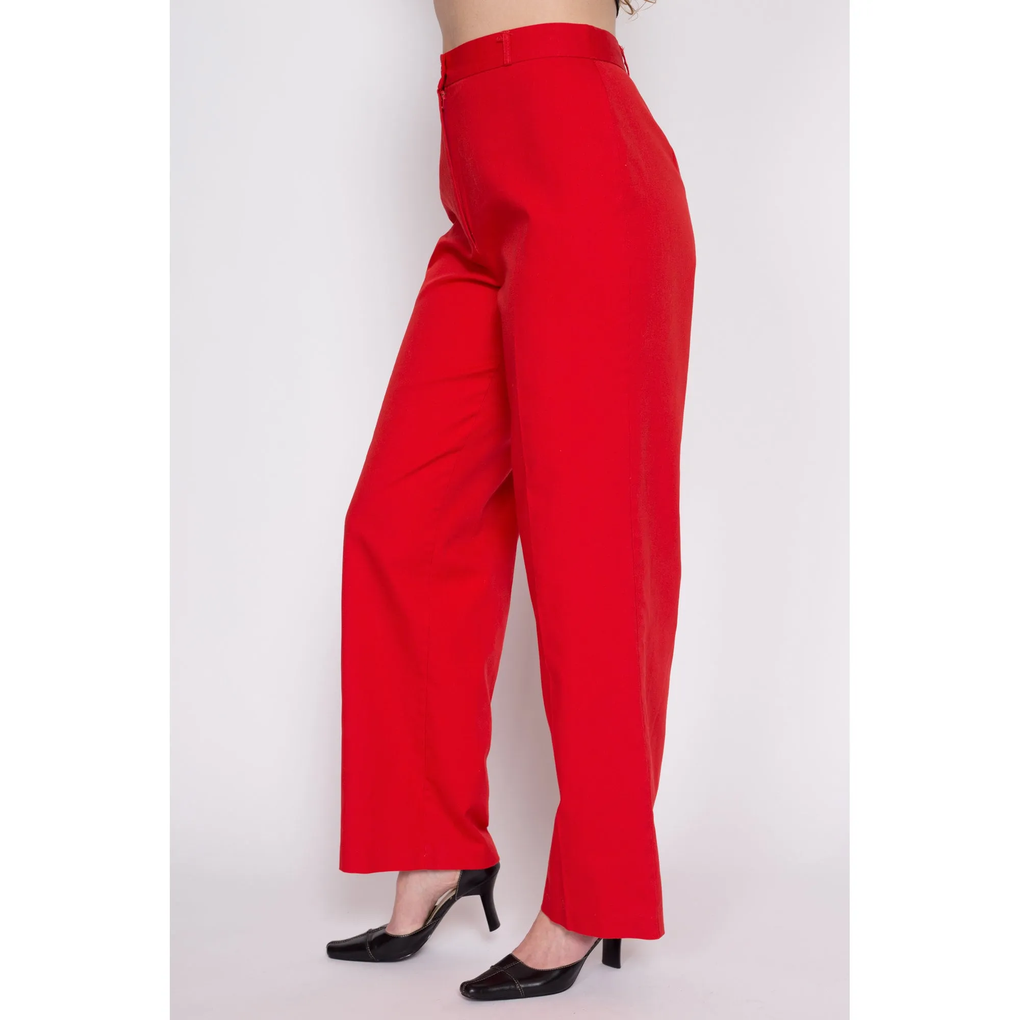 70s Red High Waisted Pants - Medium, 28.5"