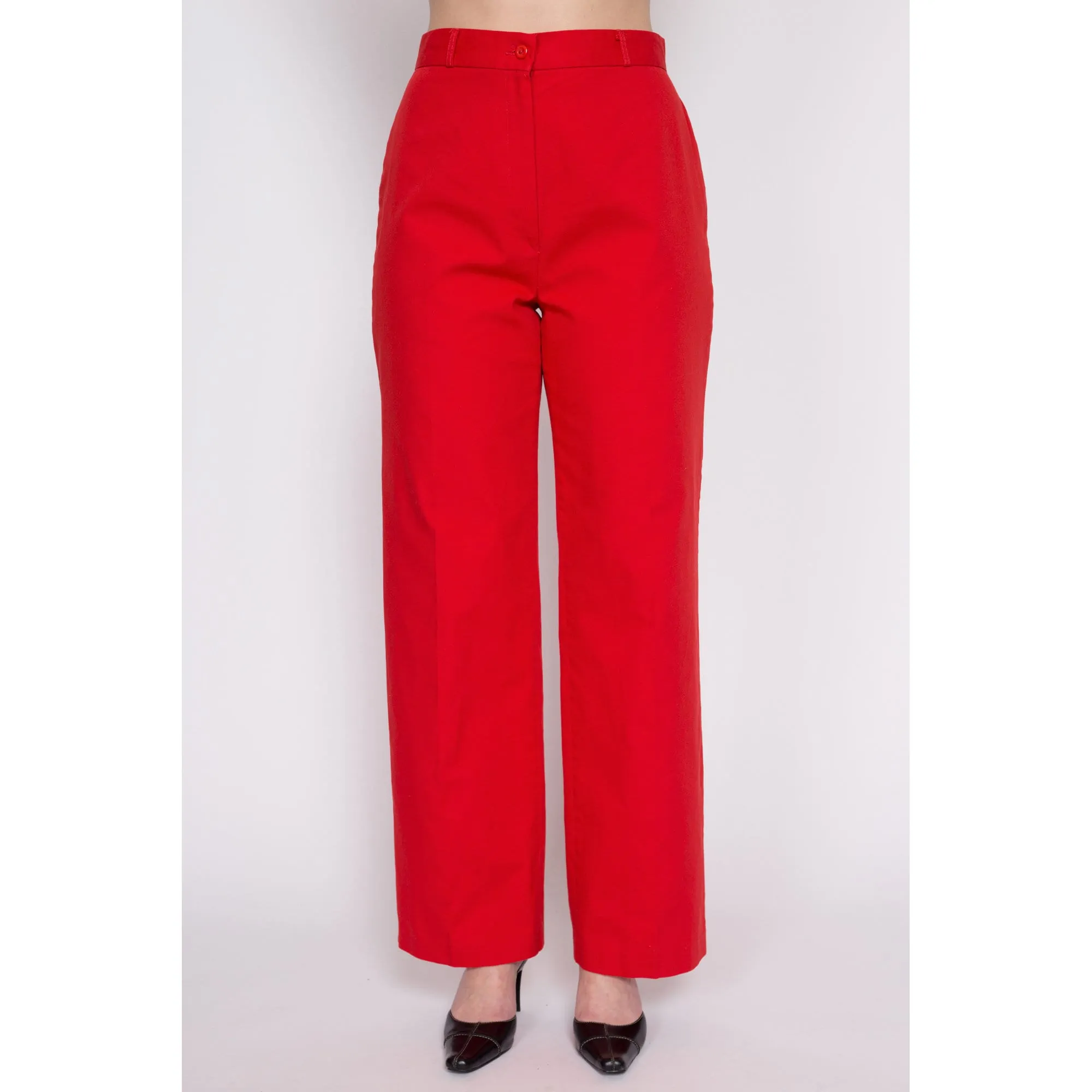 70s Red High Waisted Pants - Medium, 28.5"