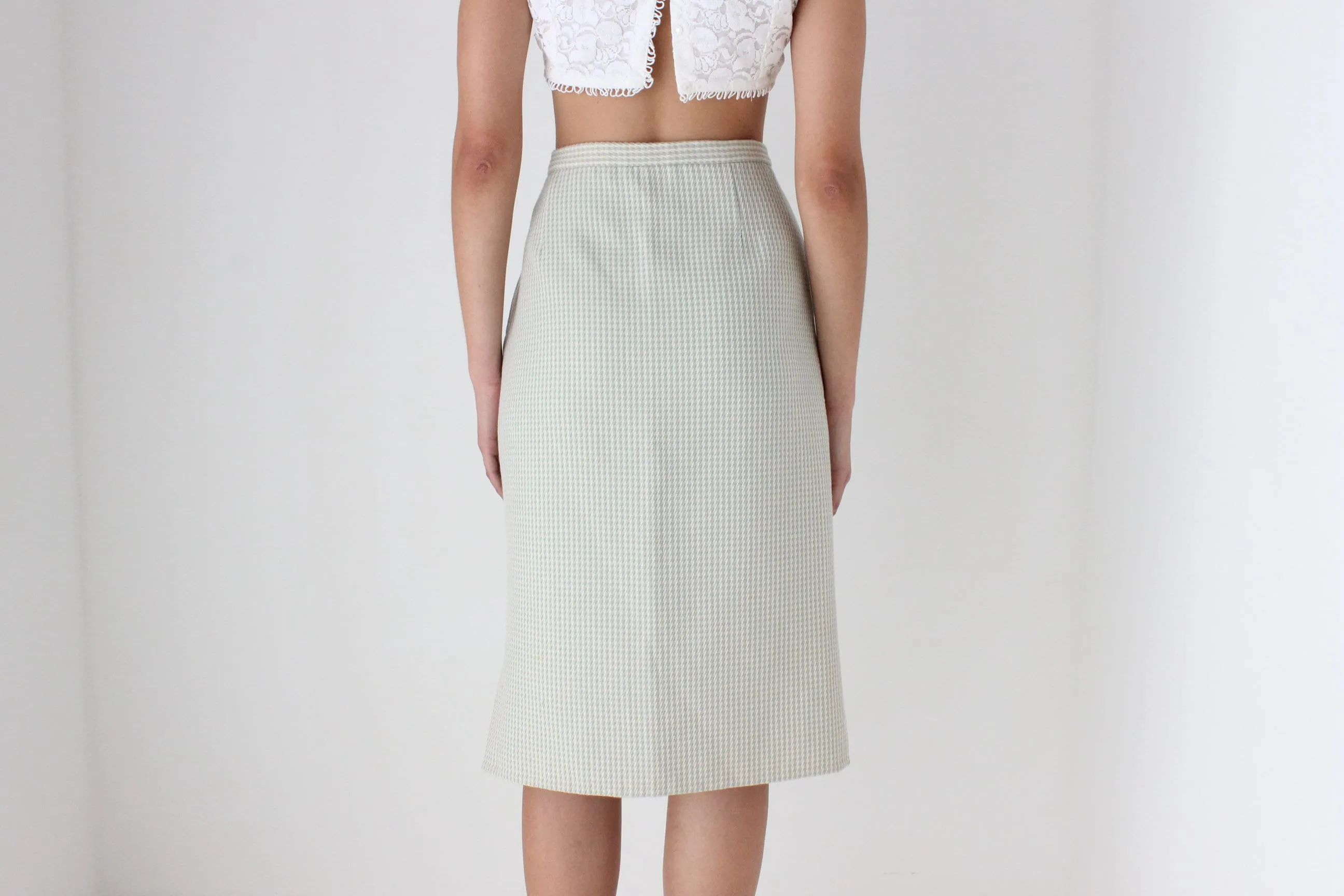 80s Roberto Avolio Milano Pure Wool Pastel Knee Length Skirt