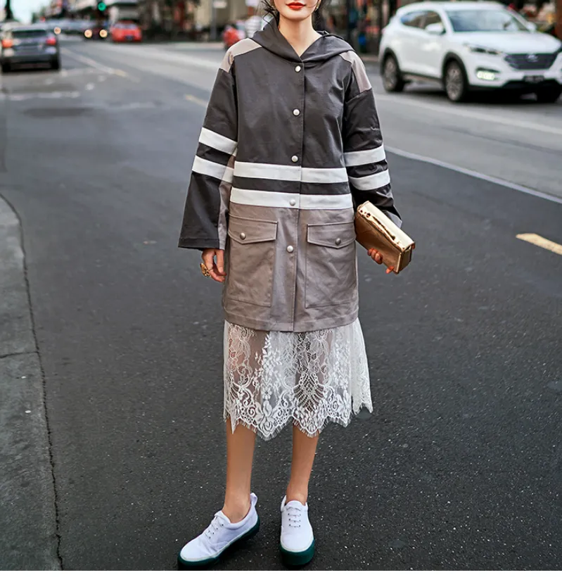 8GIRLS OVERSIZED LONGLINE HOODED WINDBREAKER