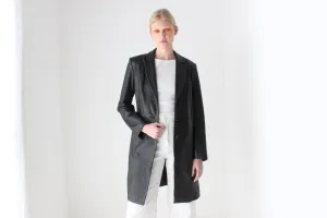 90s Longline Leather Button Up Coat