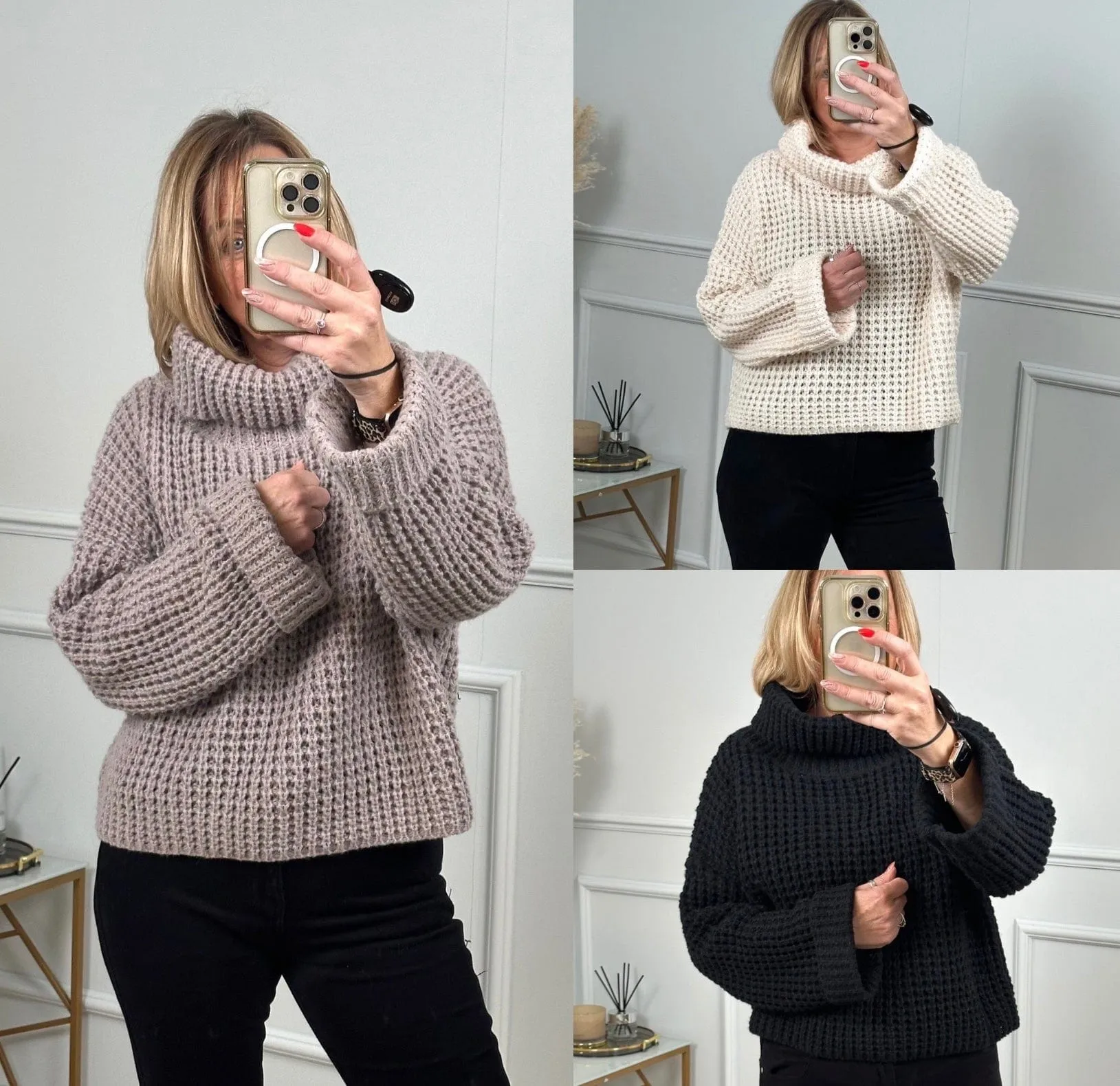 Abi Cowl Neck Waffle Knit Jumper 8-16 Cream