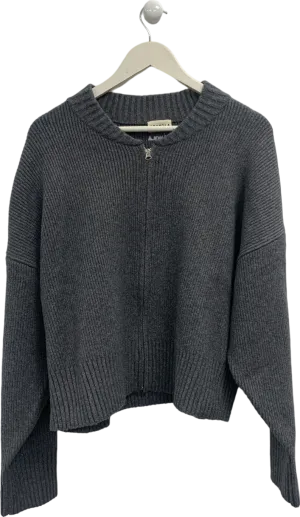 Adanola Grey Knit Bomber Jumper UK XS