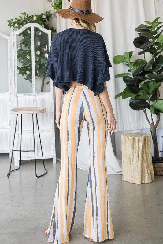 Aeryn High Rise Striped Flares Yellow Multi
