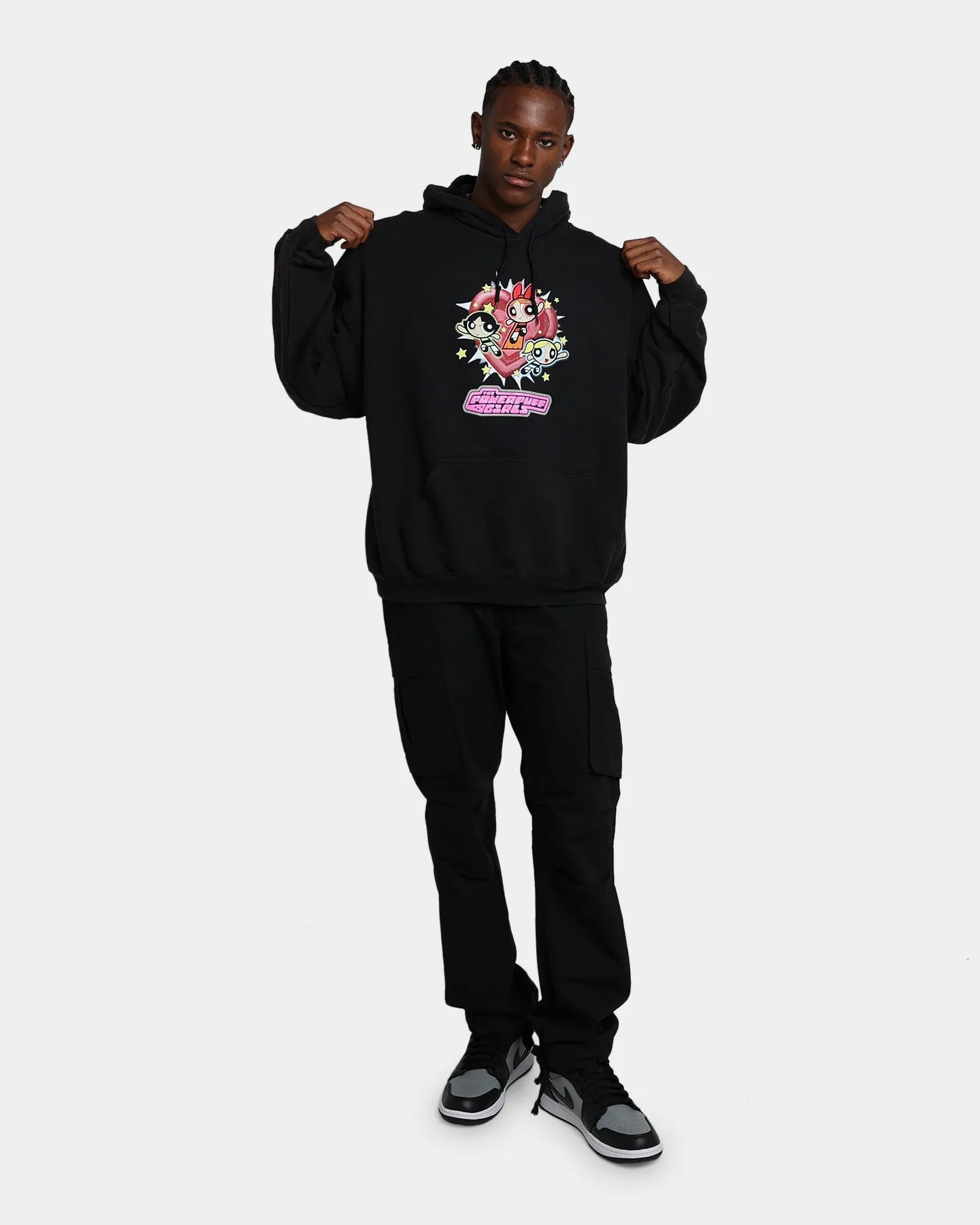 American Thrift X Powerpuff Girls Powerpuff Group Vintage Hoodie Black Wash