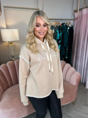 Amore Beige Hoodie