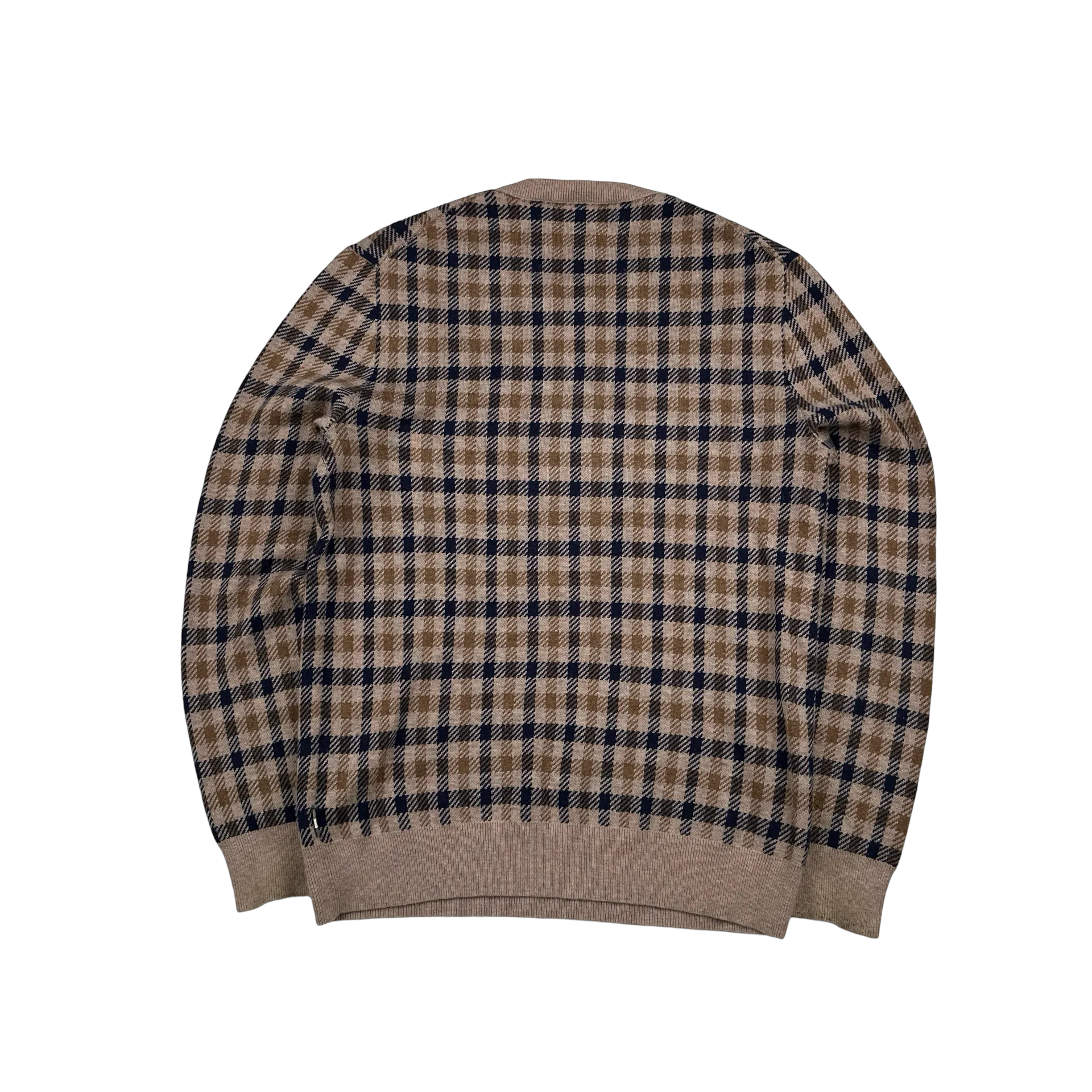 Aquascutum Cotton Checked Pattern Pullover Knit - Medium