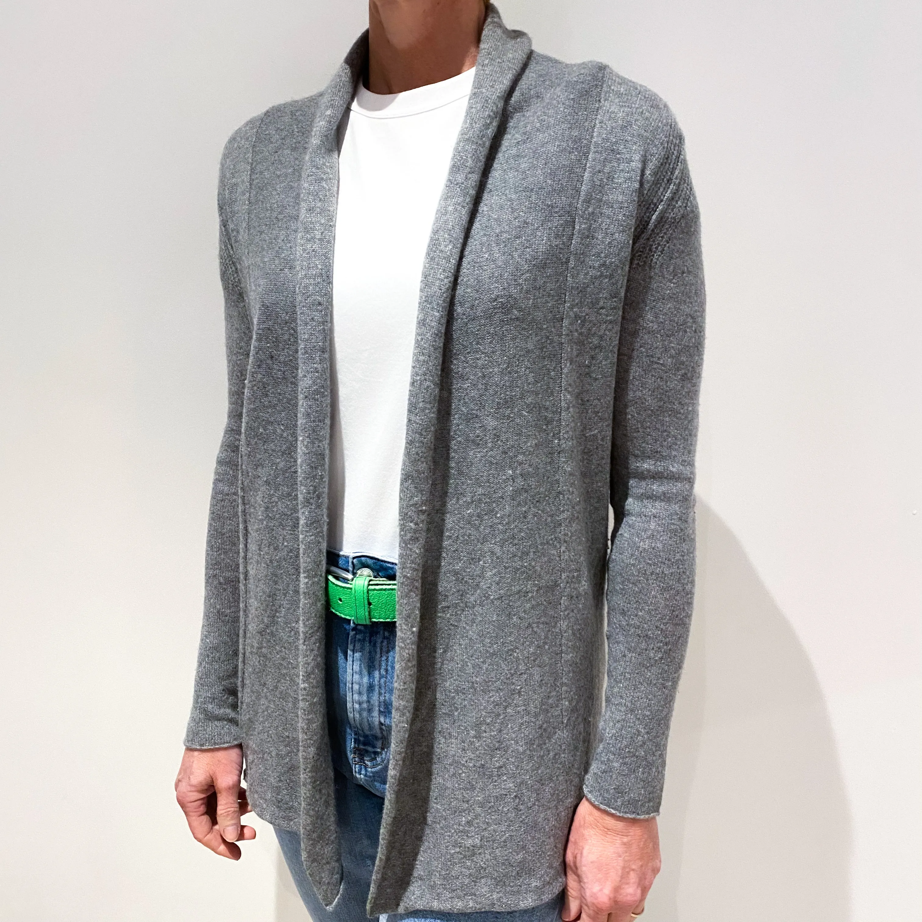 Ash Grey Cashmere Edge To Edge Cardigan Small
