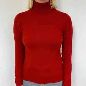 Berry Red Cashmere Polo Neck Jumper Small