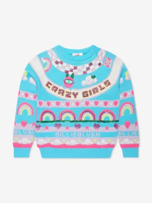 Billieblush Girls Knitted Embellished Jumper in Blue
