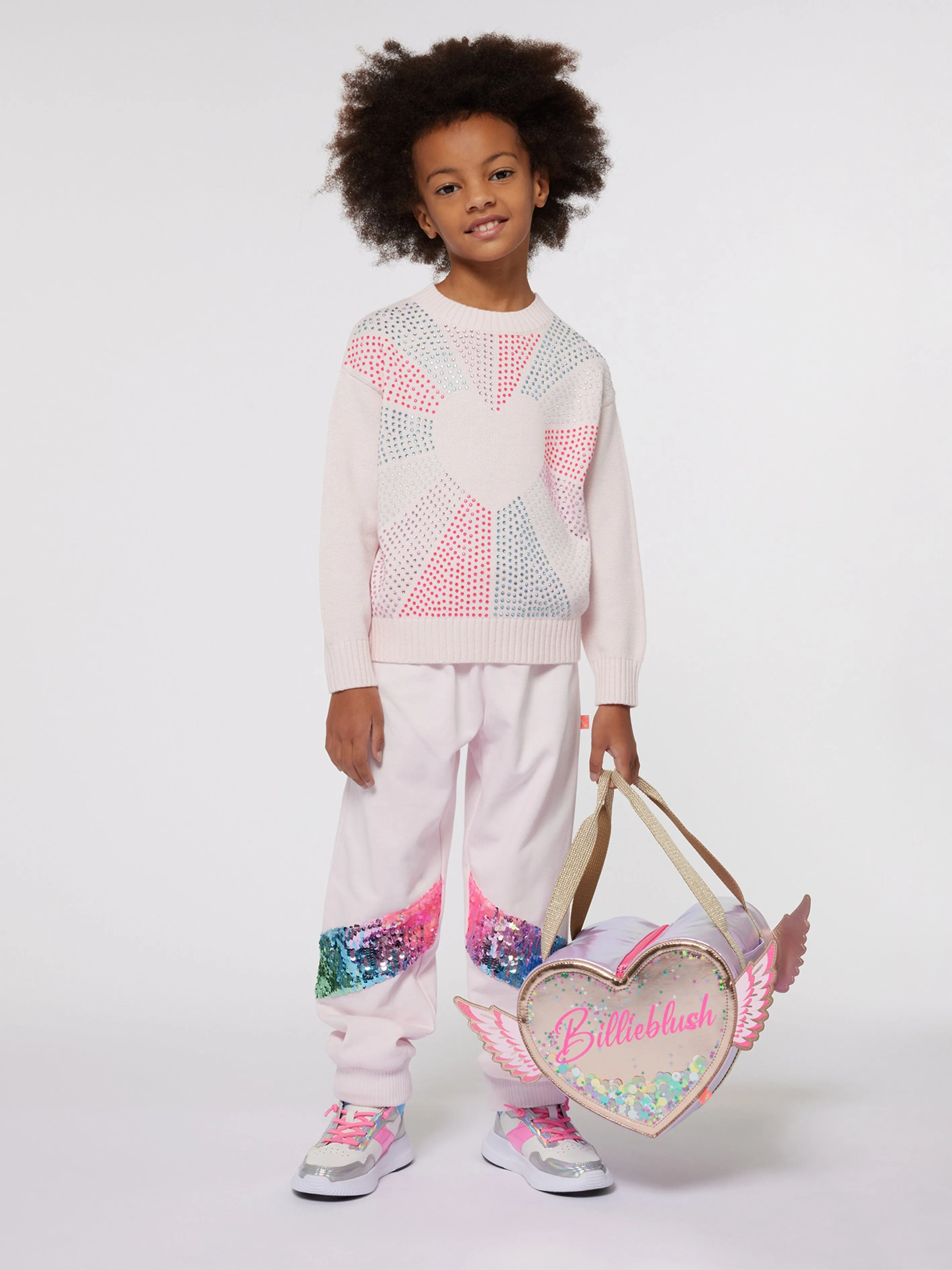 Billieblush Girls Knitted Heart Jumper in Pink