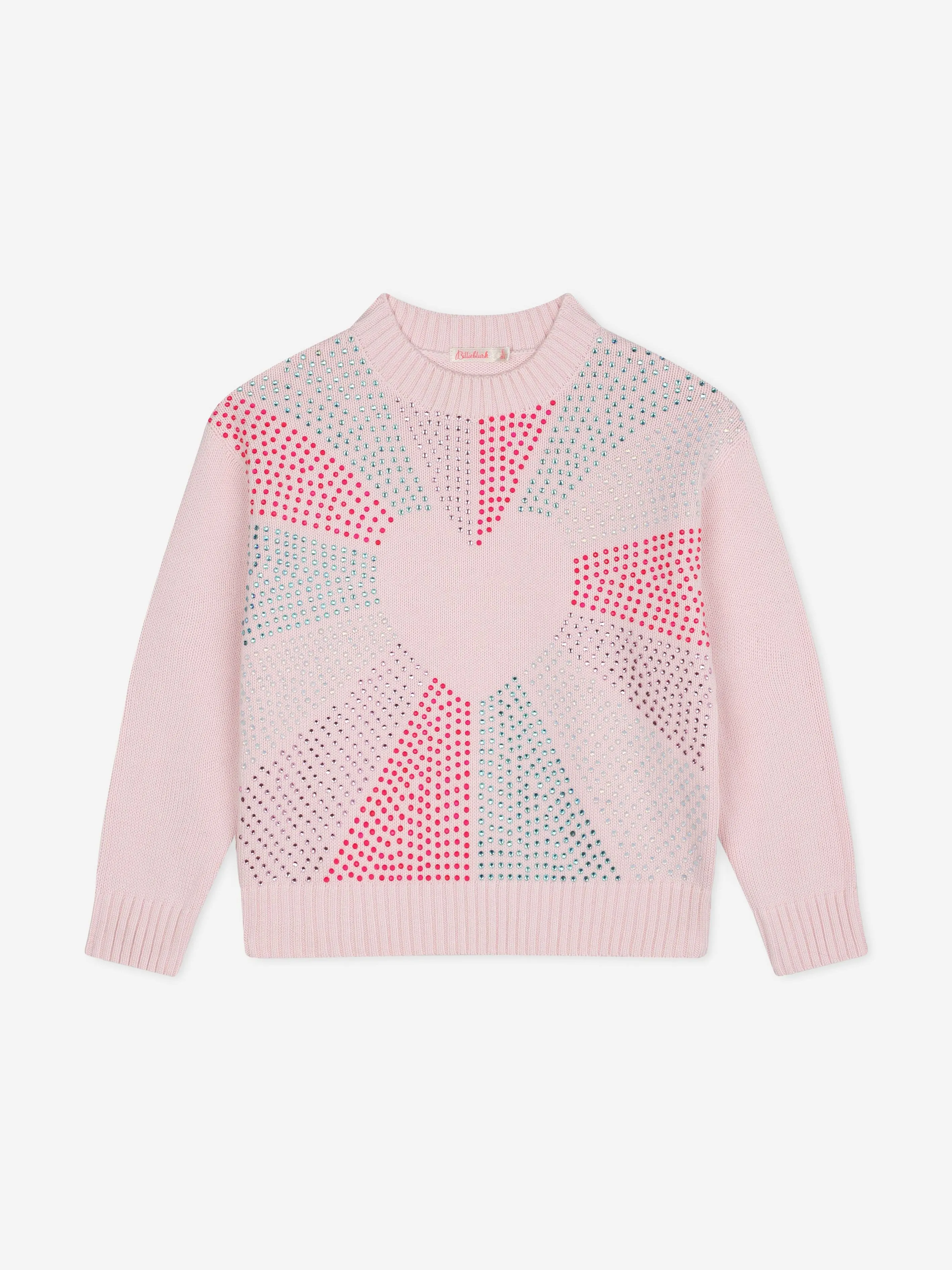 Billieblush Girls Knitted Heart Jumper in Pink