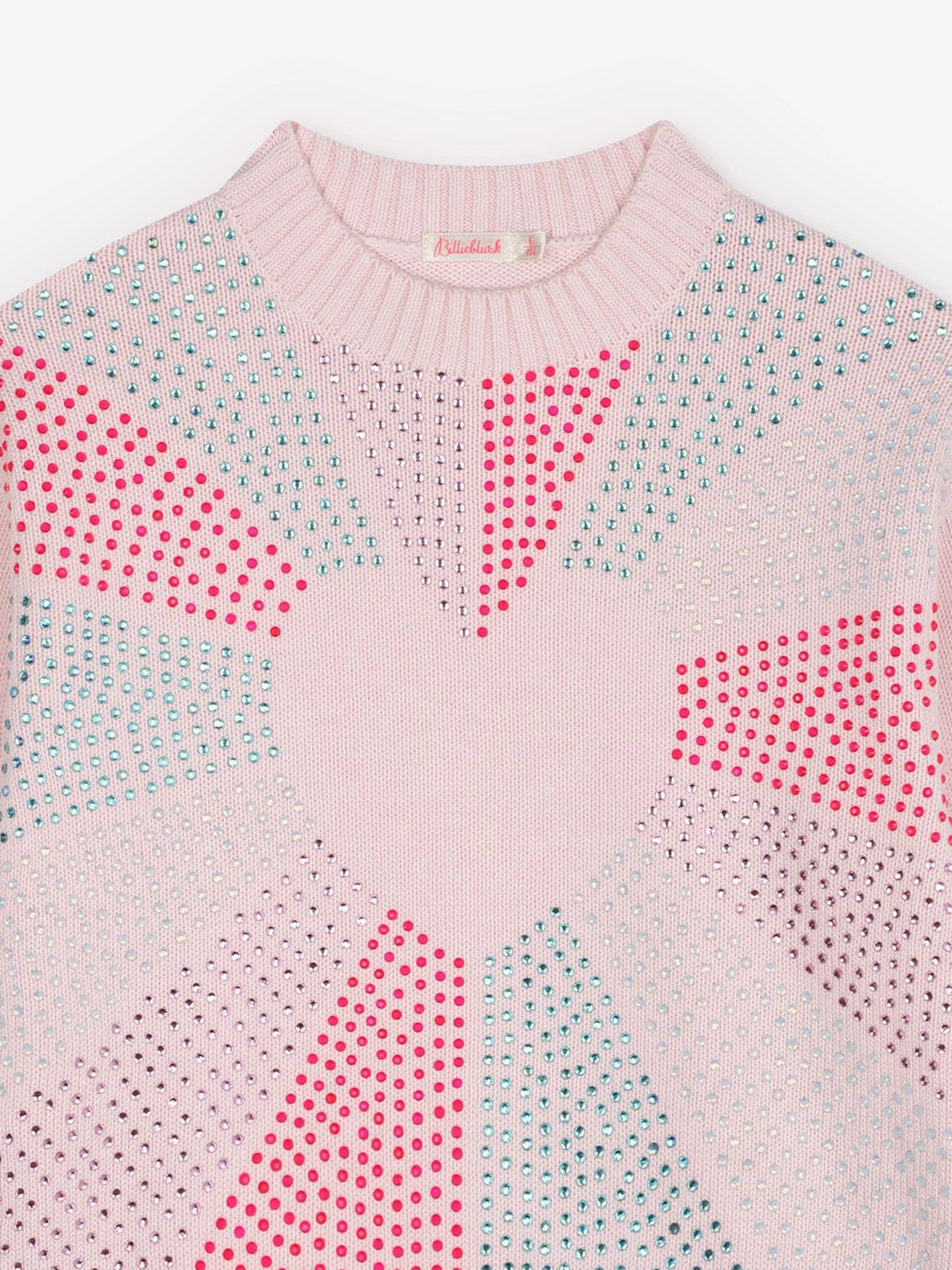 Billieblush Girls Knitted Heart Jumper in Pink