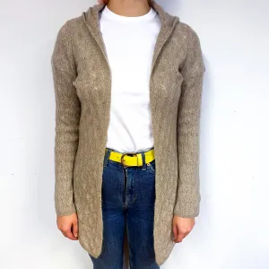 Biscuit Brown Lace Cashmere Edge to Edge Cardigan Small