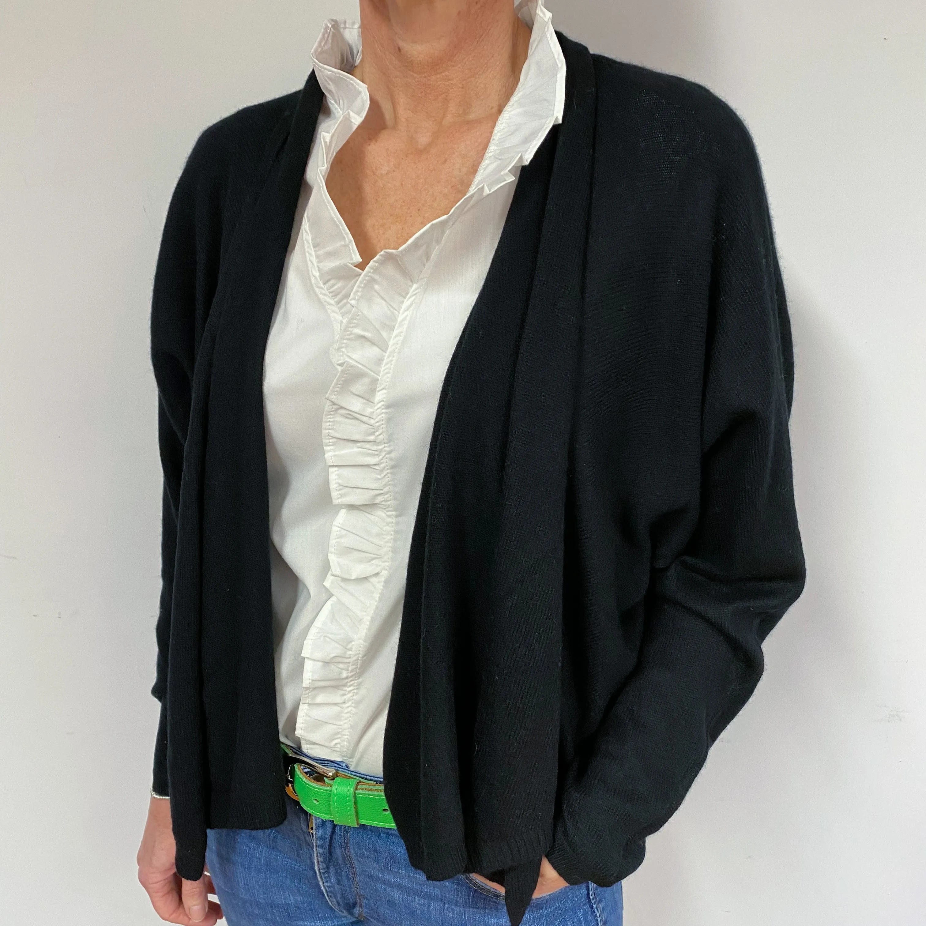 Black Batwing Cashmere Cardigan.