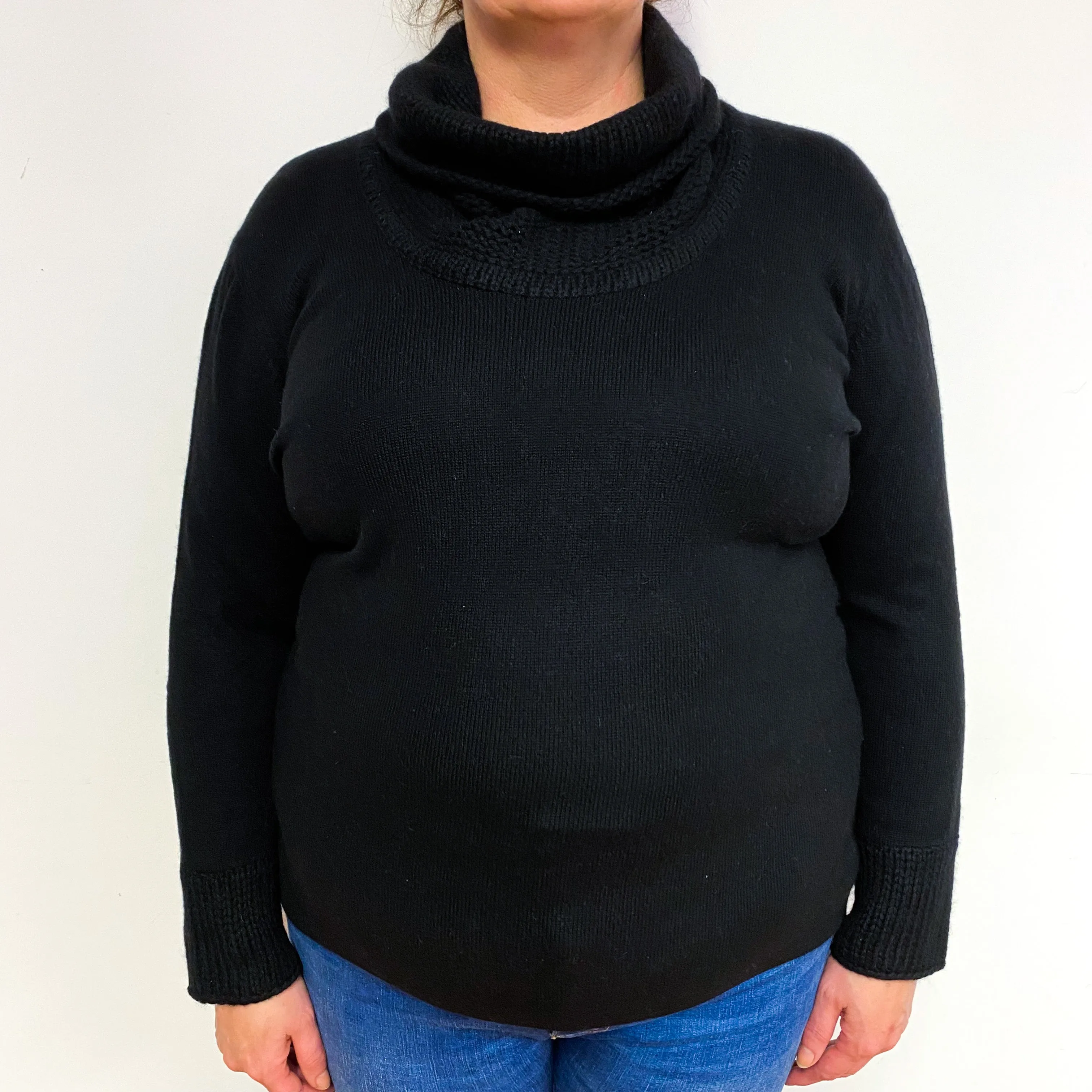 Black Cashmere Cowl Neck Jumper Extra Large