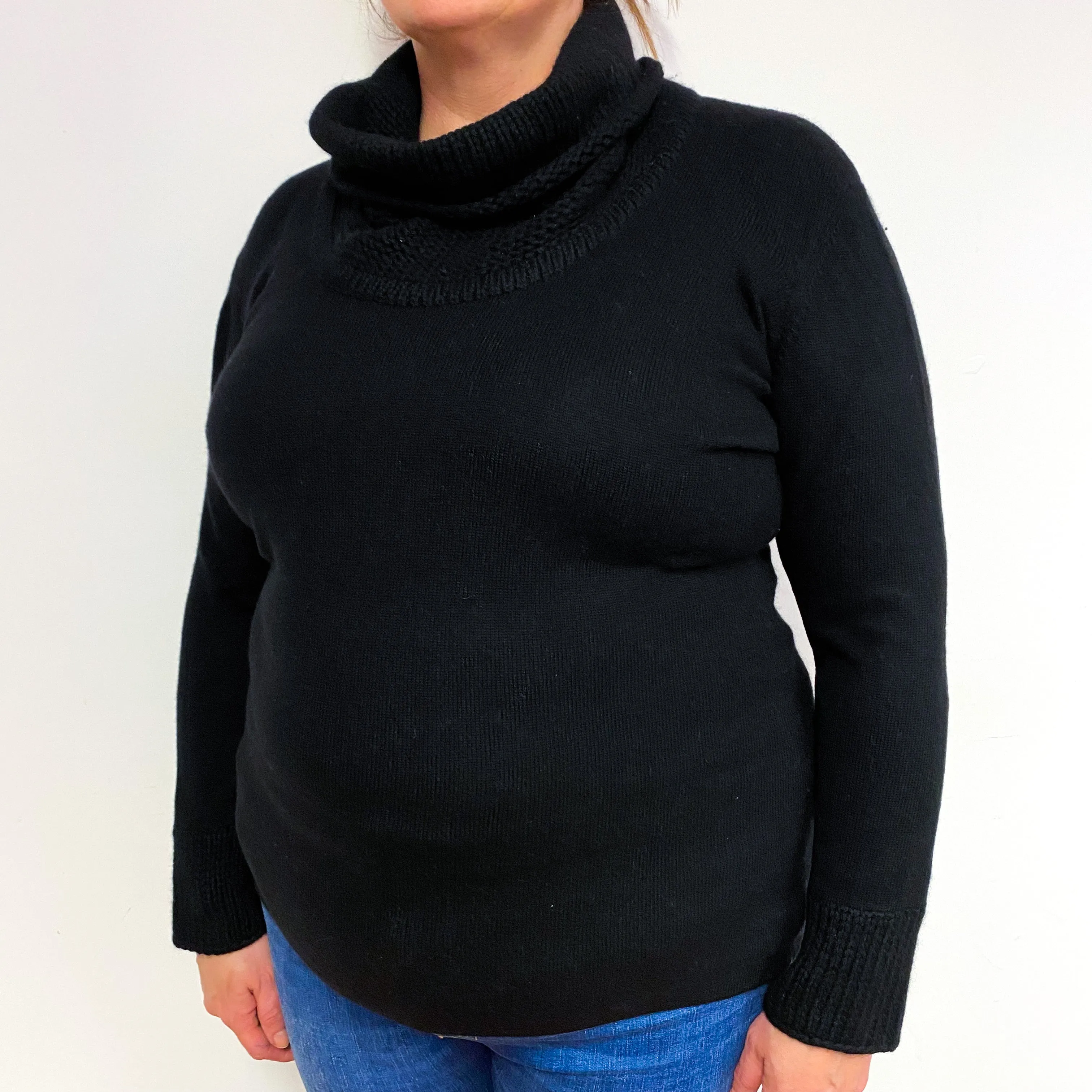 Black Cashmere Cowl Neck Jumper Extra Large