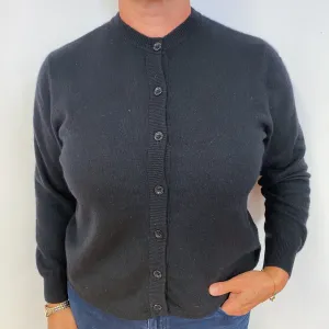 Black Cashmere Crew Neck Cardigan Large