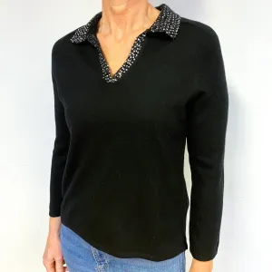 Black  Cashmere V-Neck Jumper Medium