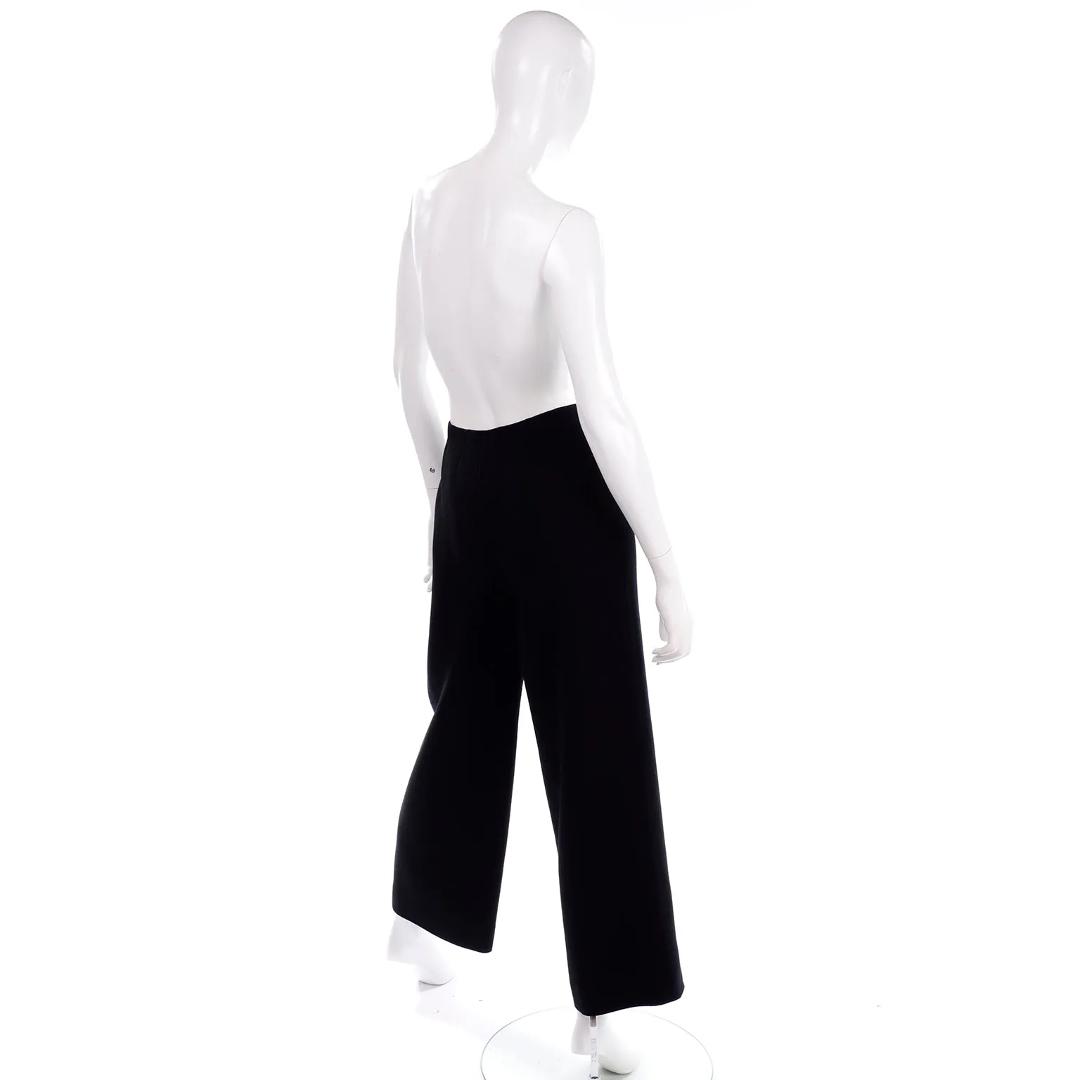 Black Chanel Sailor Inspired Pants Vintage High Waist Wide Leg Trousers