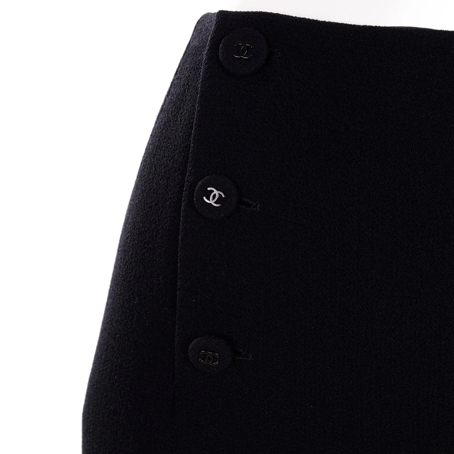 Black Chanel Sailor Inspired Pants Vintage High Waist Wide Leg Trousers