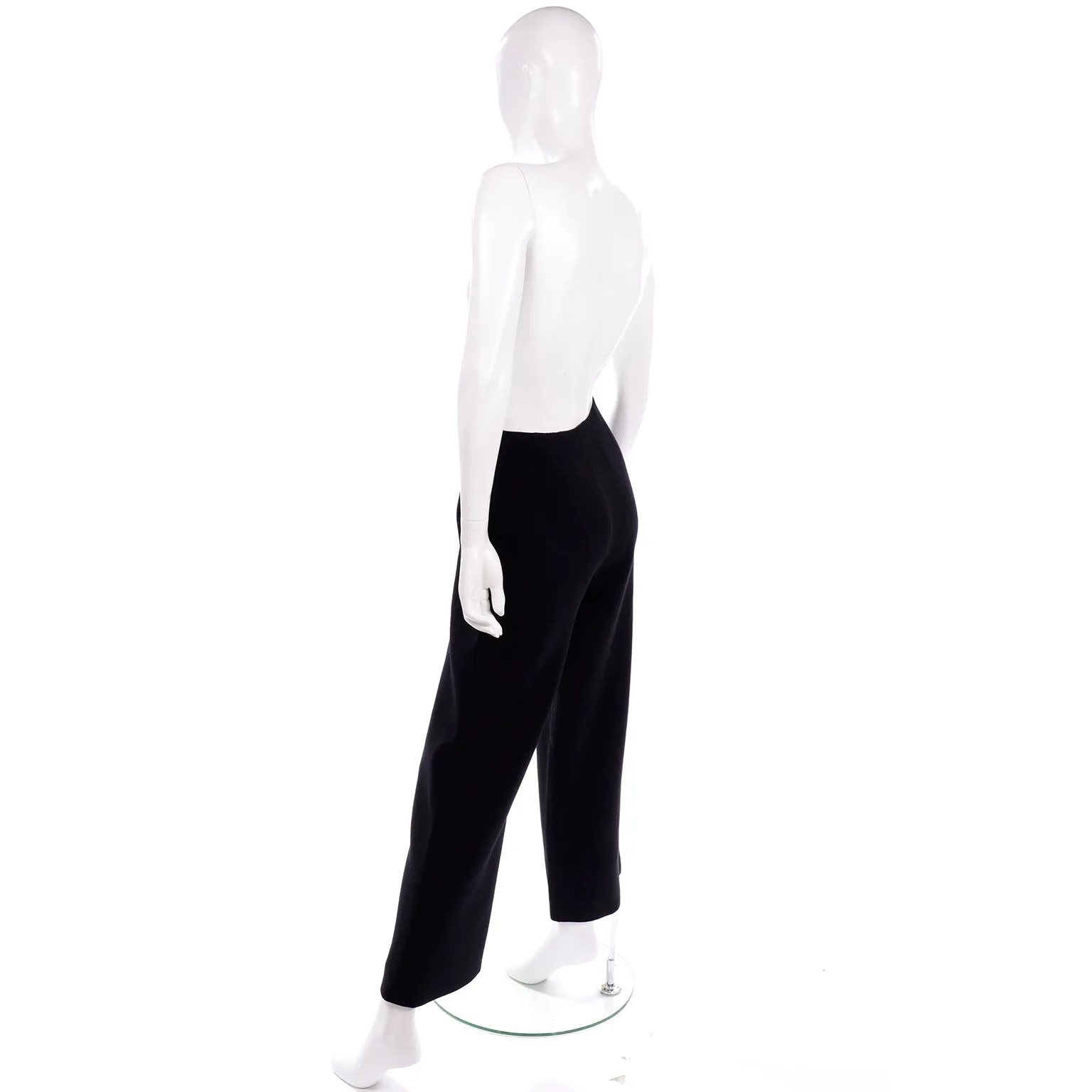 Black Chanel Sailor Inspired Pants Vintage High Waist Wide Leg Trousers