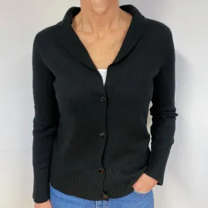 Black Collared Cashmere V-Neck Cardigan Medium