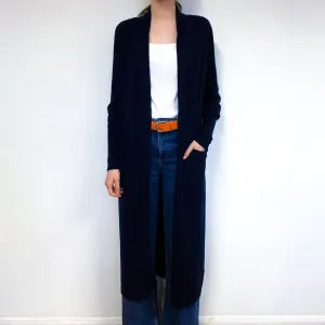Black Longline Cashmere Edge to Edge Cardigan Extra Small