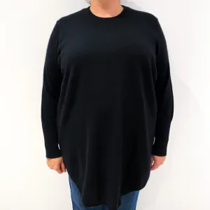Black Scoop Hem Cashmere Crew Neck Tunic Jumper XXXL