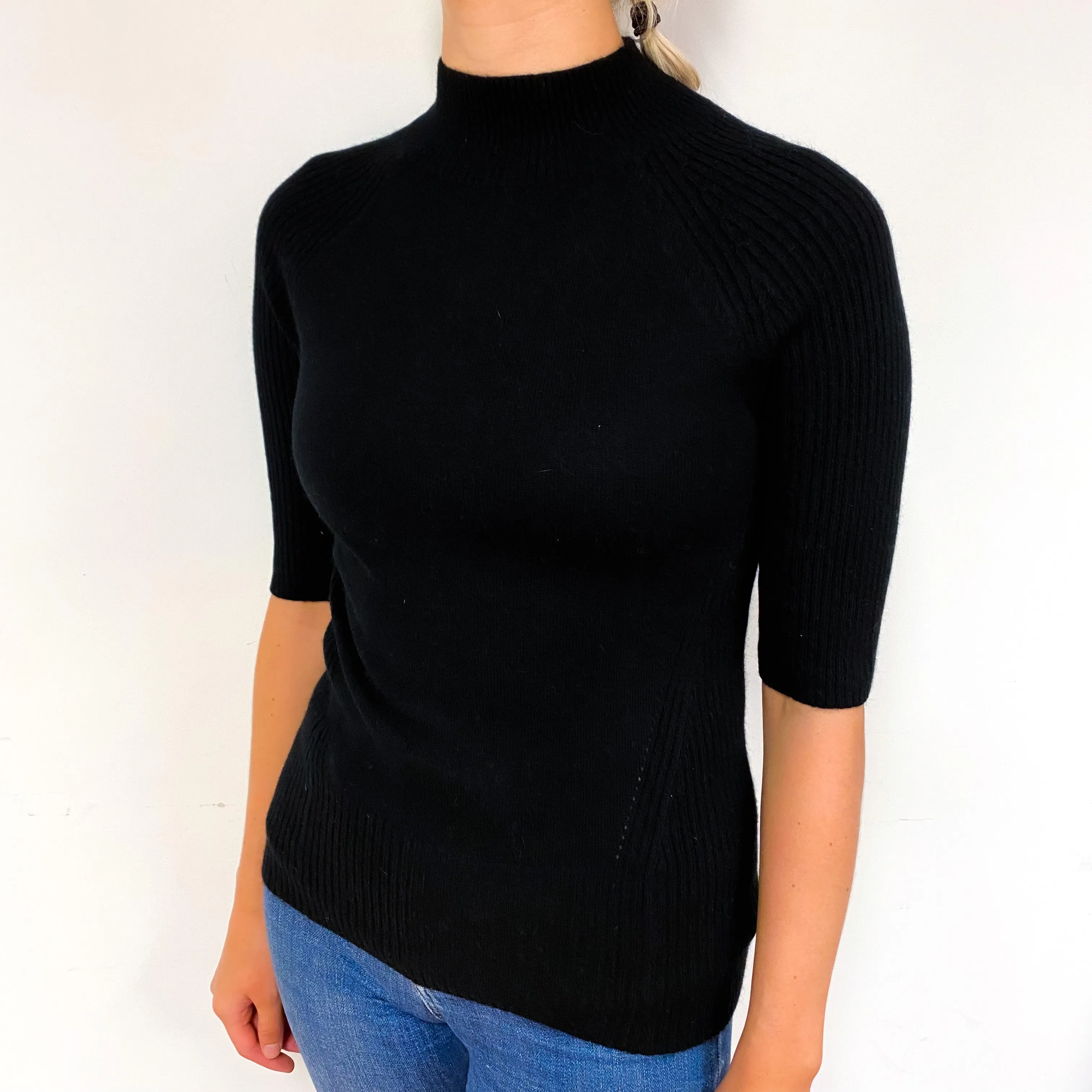 Black Skinny Fit Cashmere Turtle Neck Jumper Small