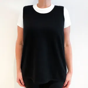 Black Sleeveless Cashmere Crew Neck Jumper Large