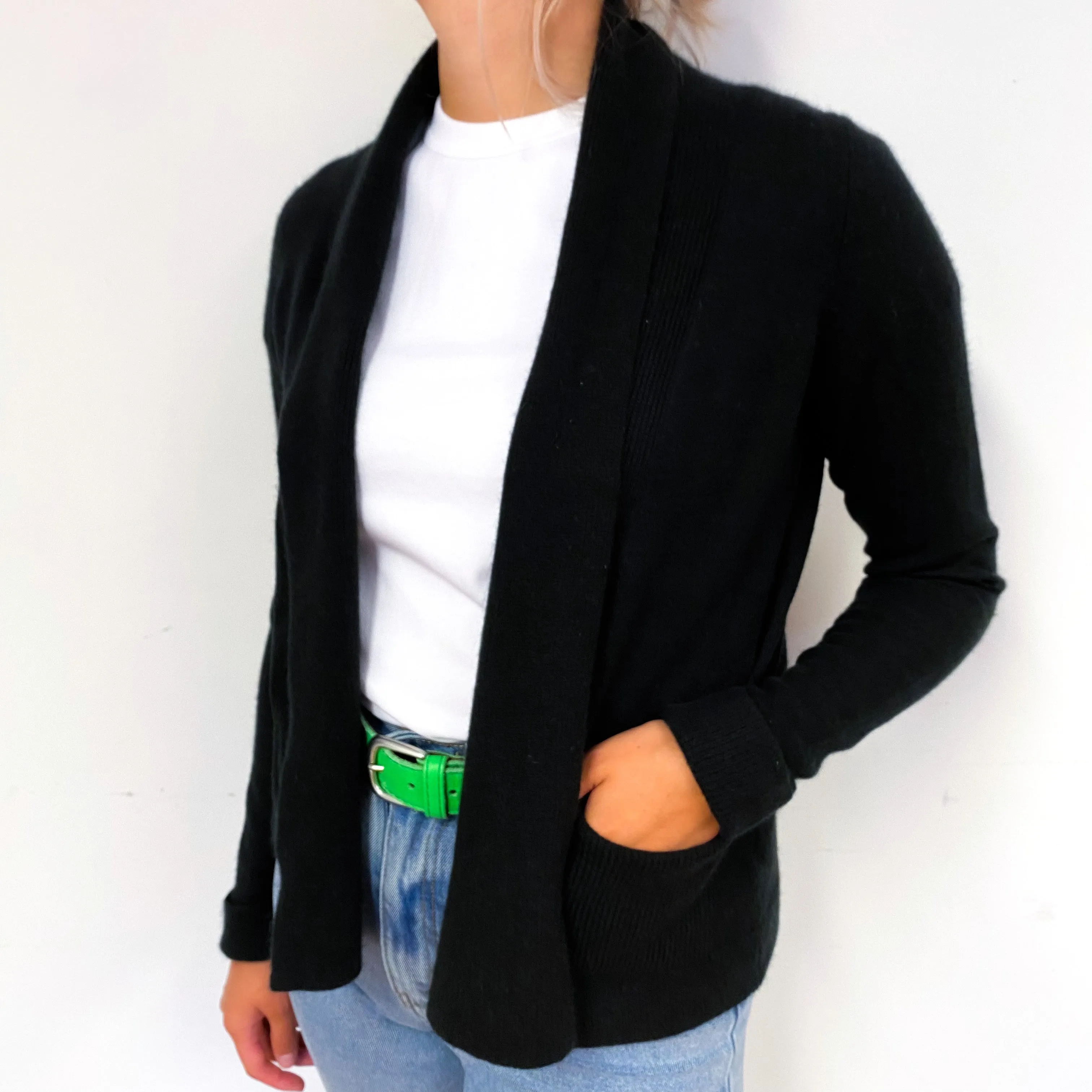 Black Slouchy Cashmere Cardigan with Pockets Small