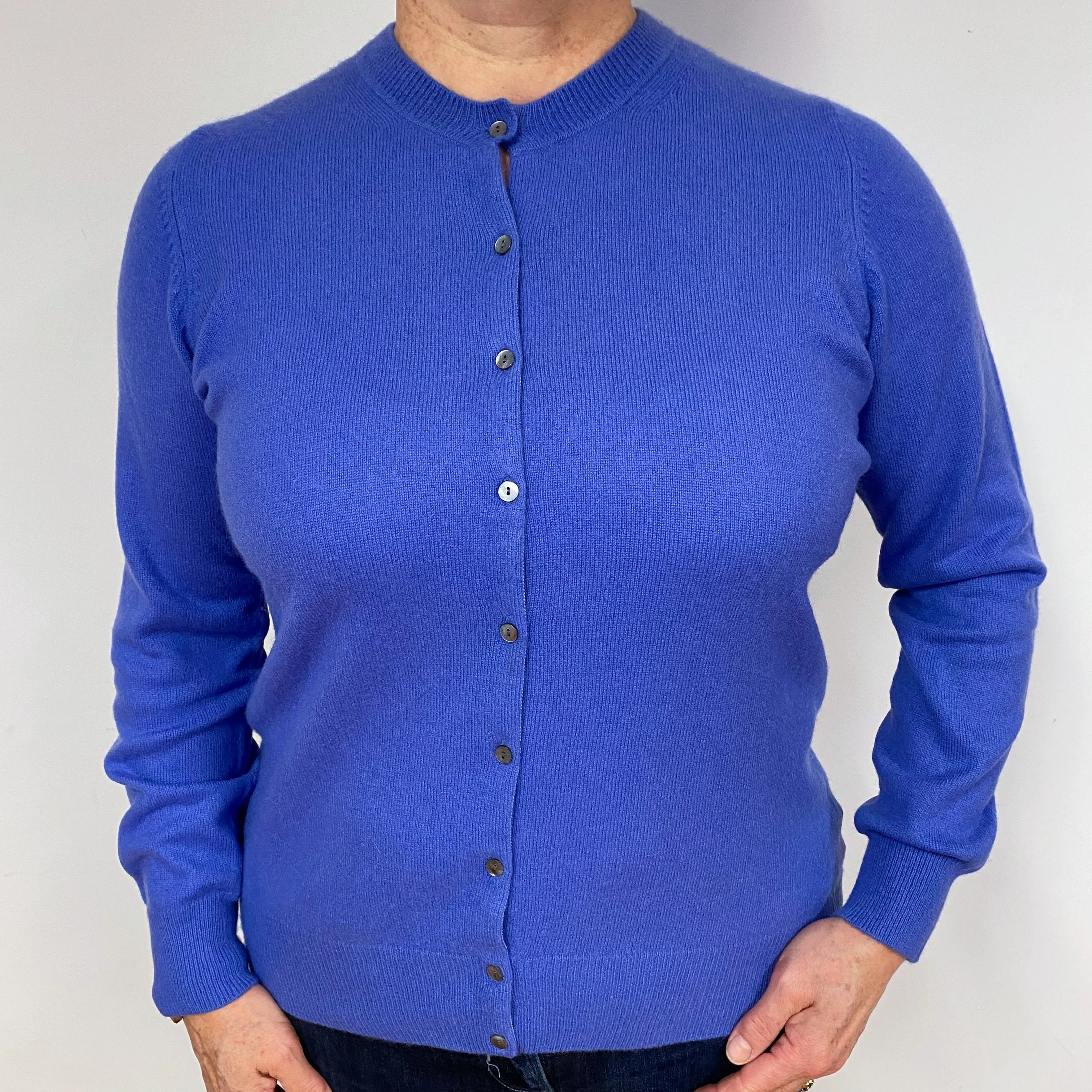 Bluebell Purple Cashmere Crew Neck Cardigan Large