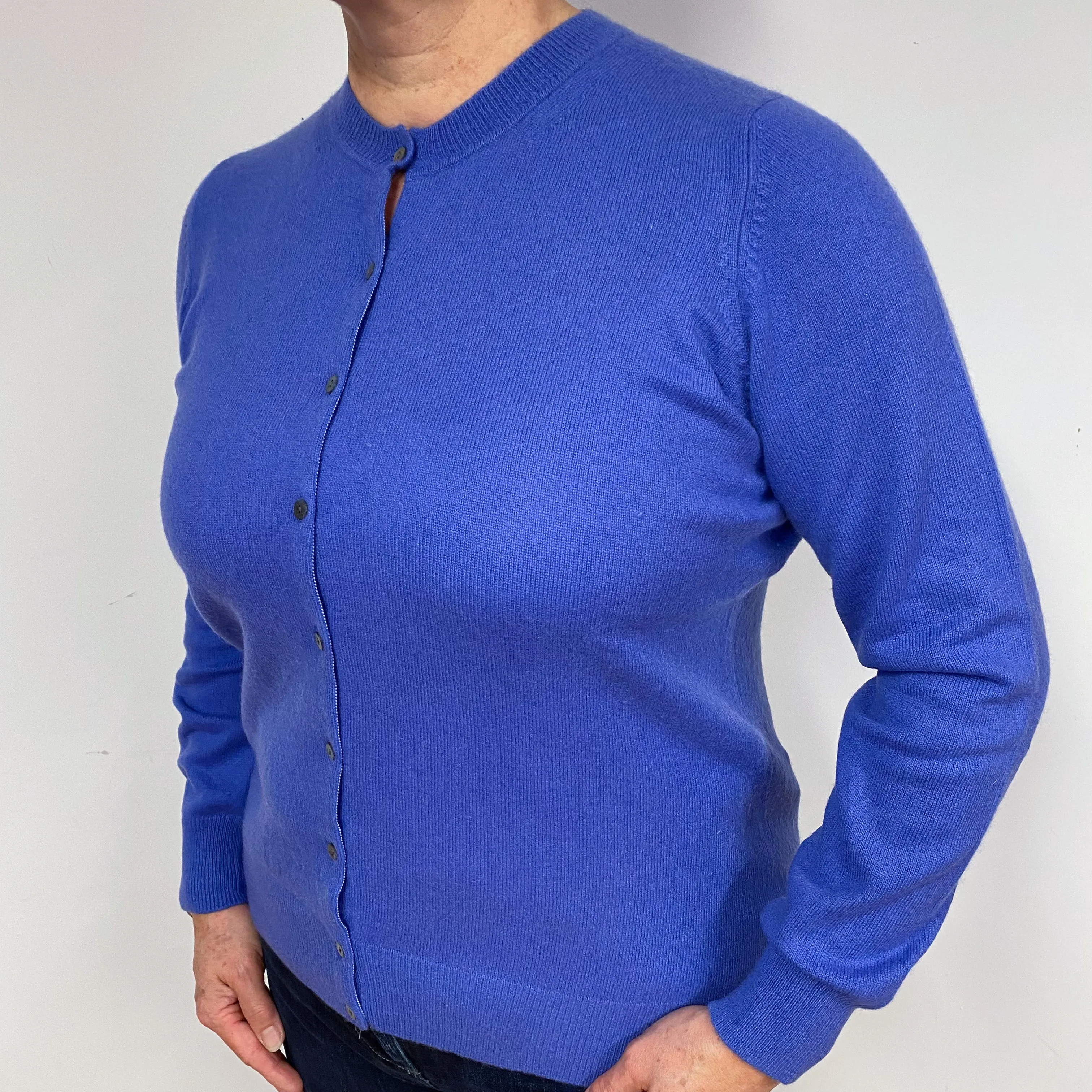 Bluebell Purple Cashmere Crew Neck Cardigan Large