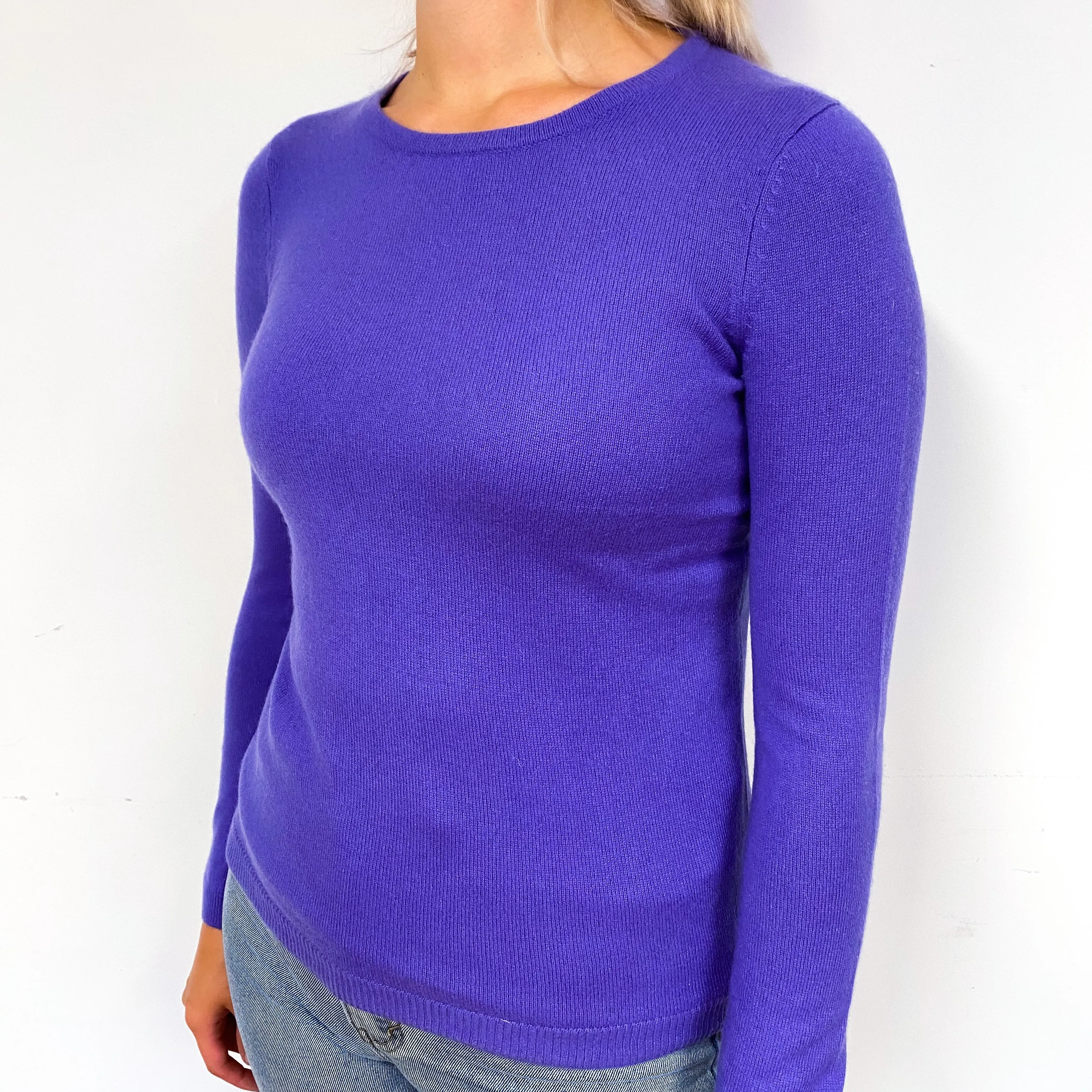 Bluebell Purple Cashmere Crew Neck Jumper Small/Petite