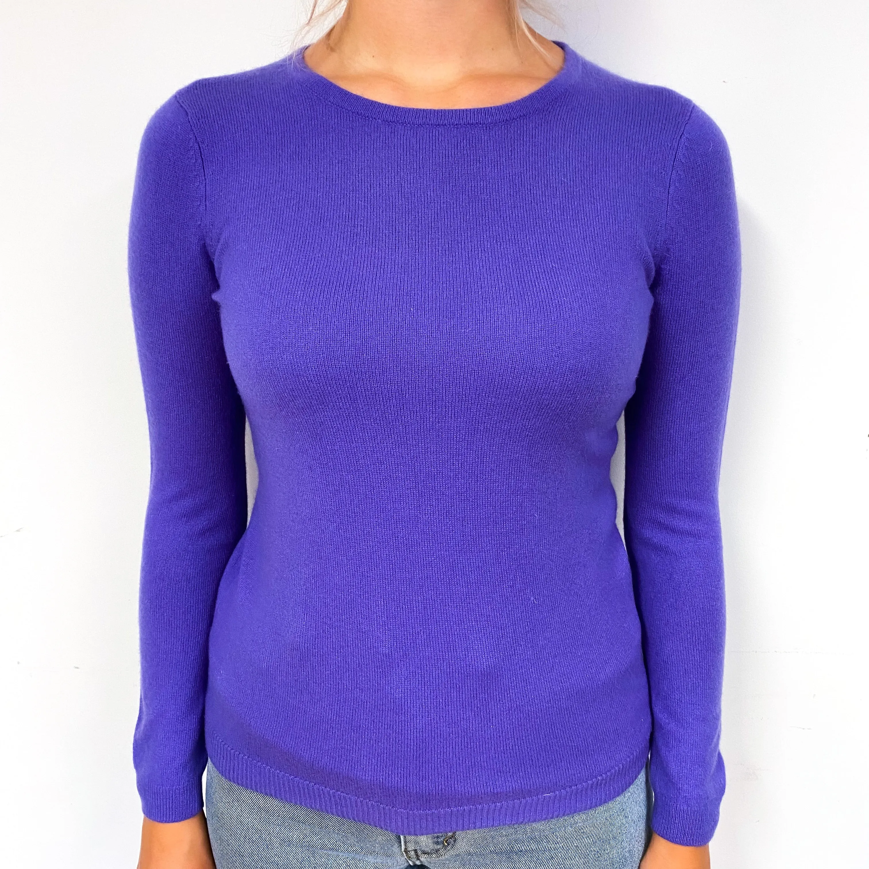Bluebell Purple Cashmere Crew Neck Jumper Small/Petite