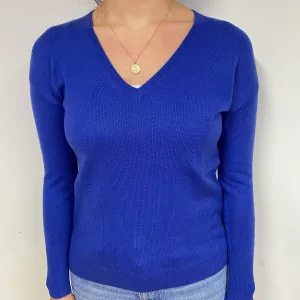 Bluebell Purple Cashmere V-Neck Jumper Small