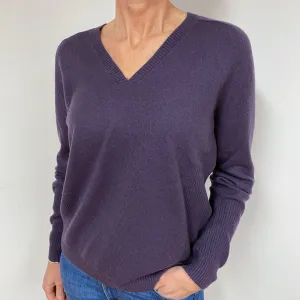 Blueberry Blue Cashmere Double V-Neck Jumper Medium