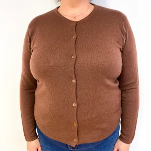 Blush Brown Cashmere Crew Neck Cardigan Extra Large