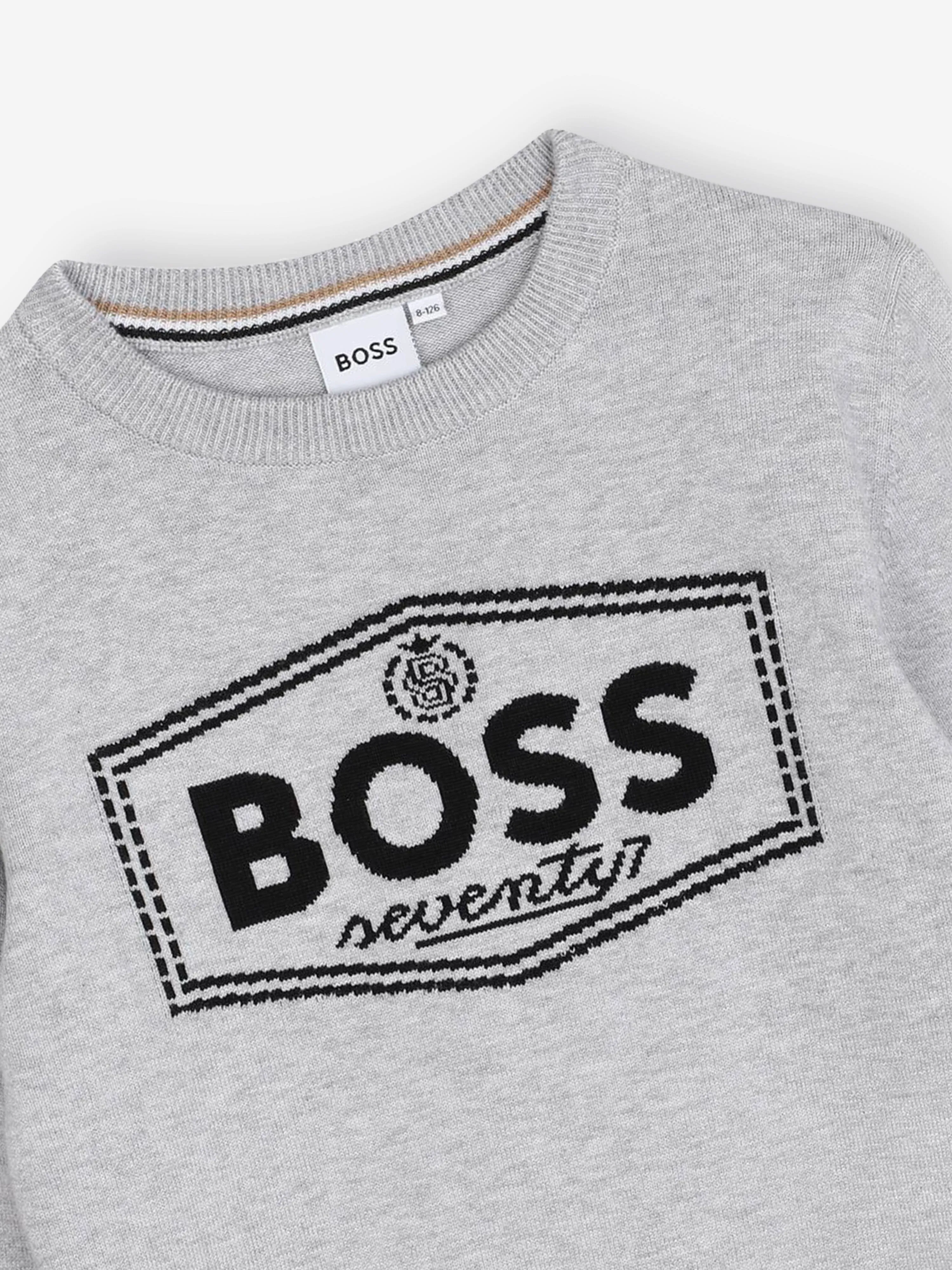 BOSS Boys Logo Jumper in Grey