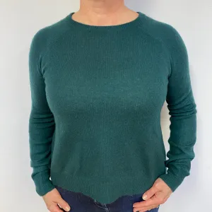 Bottle Green Cashmere Crew Neck Jumper Large