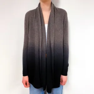 Brown Black Ombré Cashmere Edge to Edge Cardigan Extra Small