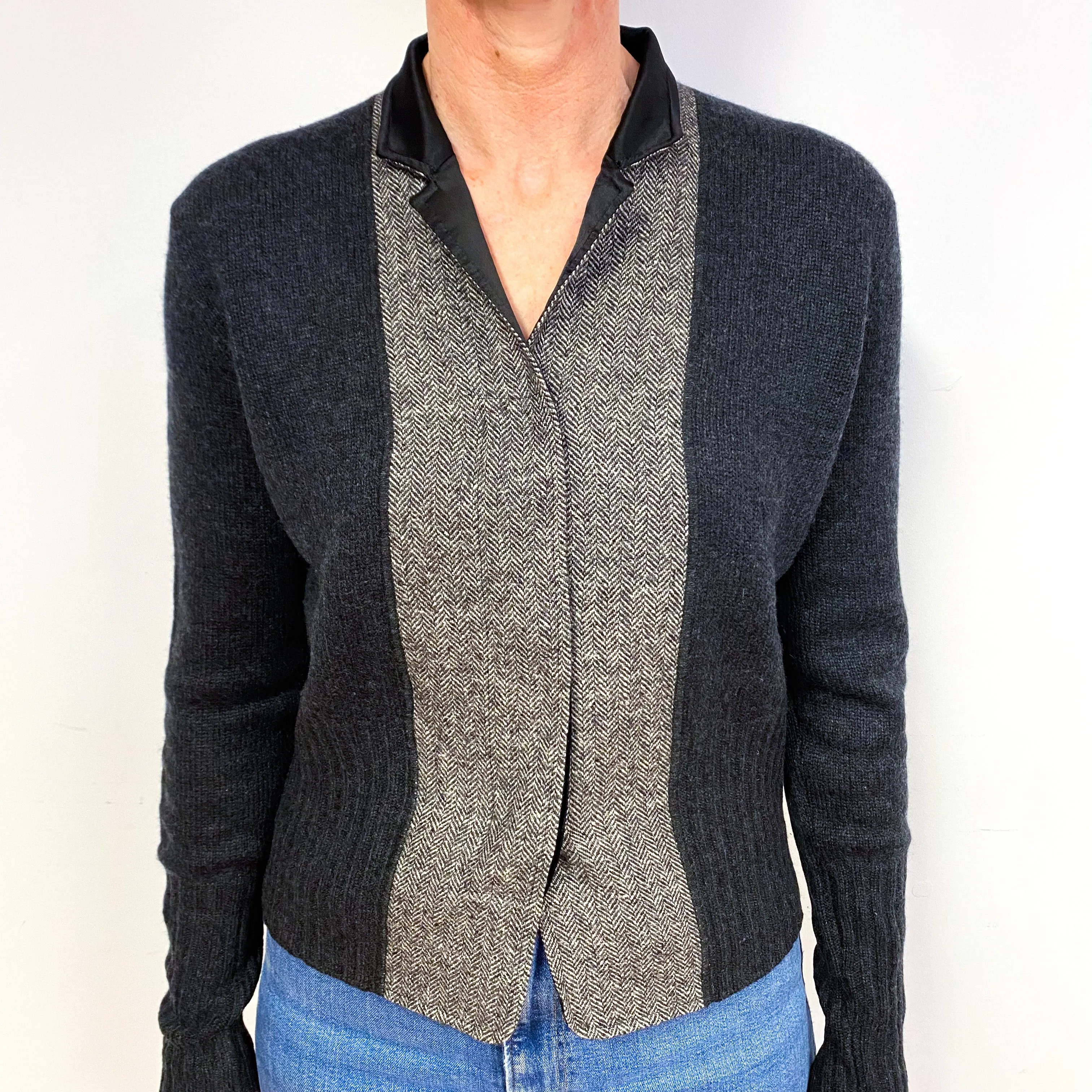 Brunello Cucinelli Charcoal Grey Cashmere Collared Jacket Medium