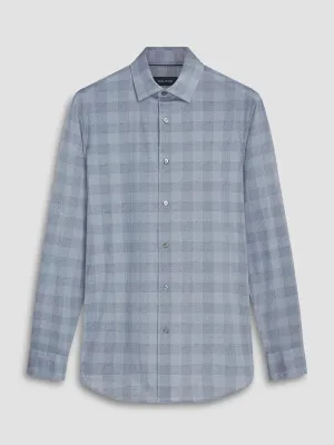 Bugatchi Air Blue Glen Plaid 6 Way Stretch Long Sleeve
