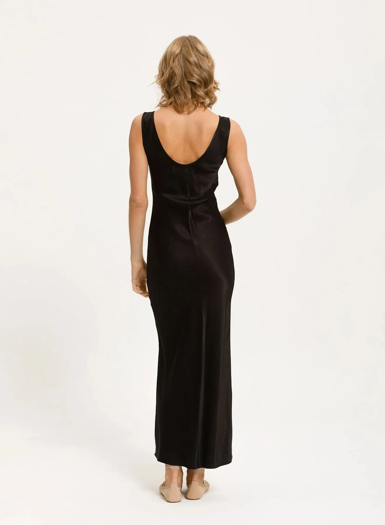 Cali Dreaming – Simple Slip Dress in Black Cupro