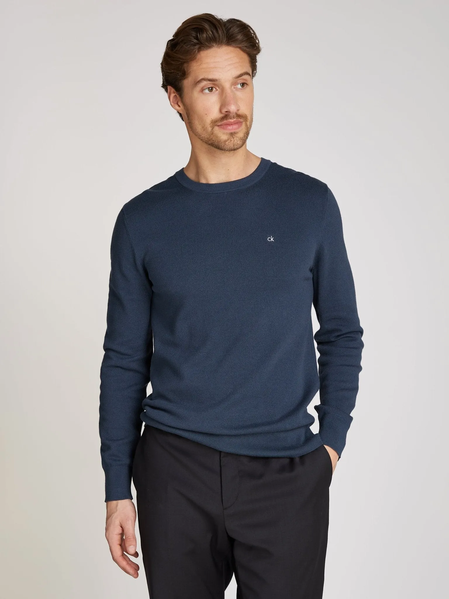 Calvin Klein Micro Pique Structure Crew Neck Jumper