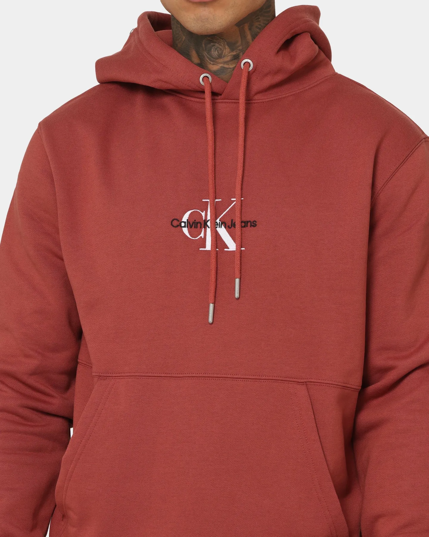 Calvin Klein Monogram Logo Hoodie Terracotta Tile