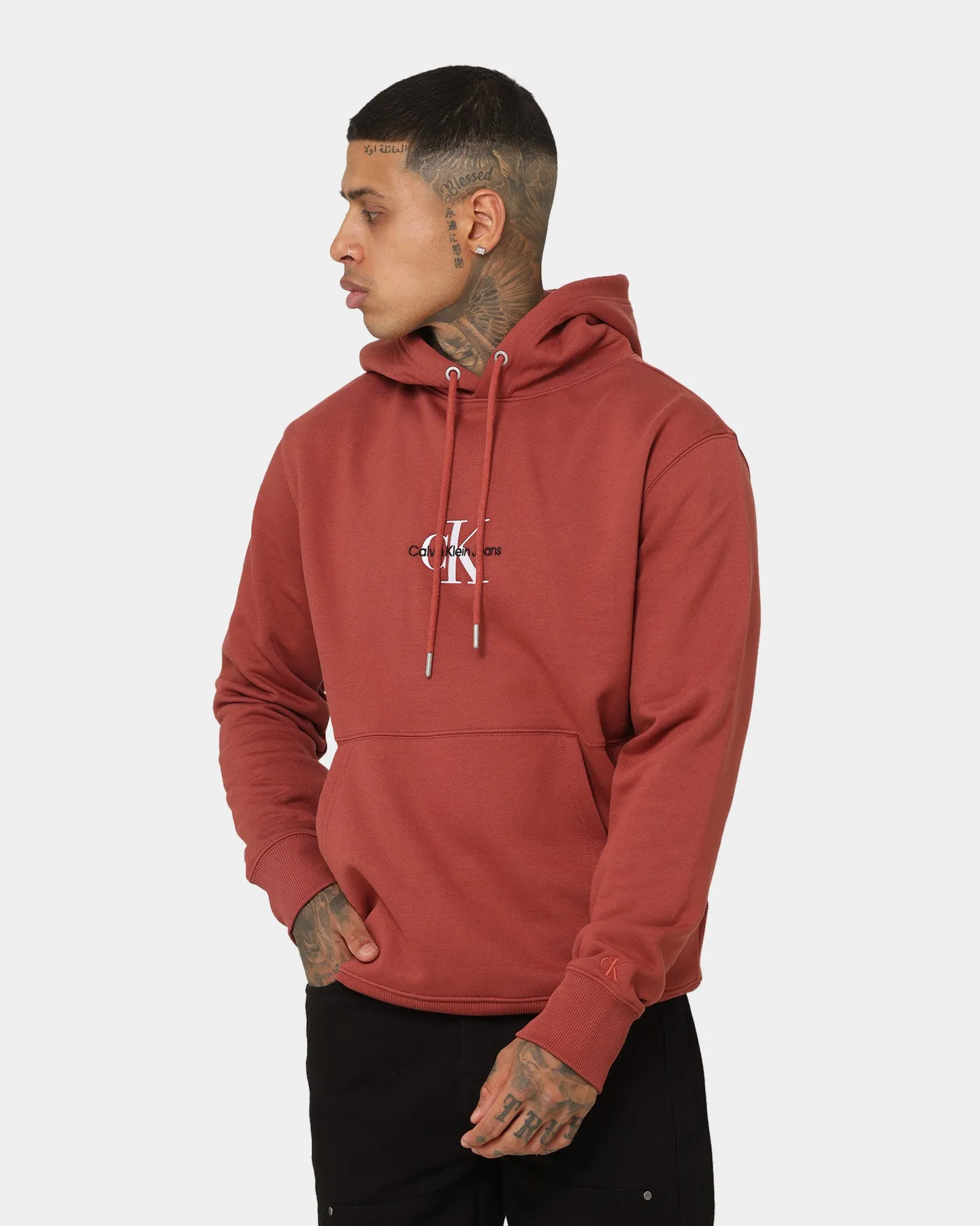 Calvin Klein Monogram Logo Hoodie Terracotta Tile